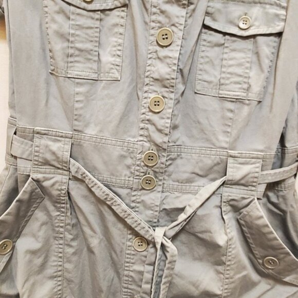 Talbots Trench Dress Safari Khaki Belt & Pockets Size 14 - Picture 7 of 13